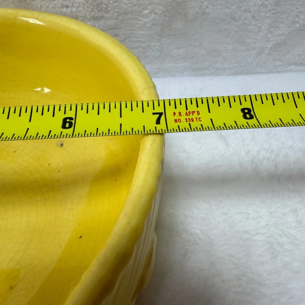 Vintage Mustard Yellow Ceramic Bowl Glossy Crazed Glaze Farmhouse Decor‎ *READ